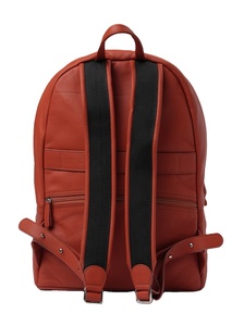 Mochila de cuero genuino de terracota, bolsillo trasero con cremallera, correa para equipaje, correa para ordenador, correas cómodas, multifuncional - Product Image 2