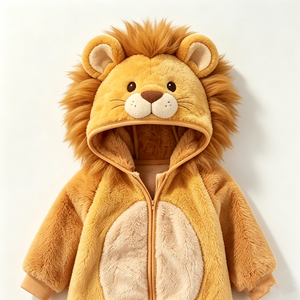 Mono de bebé con capucha de león de lana personalizado, disfraz de león para recién nacido, traje de nieve de león de peluche suave para bebé - Product Image 1
