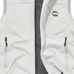 Chaqueta de invierno Softshell sin mangas reversible informal, chaleco transpirable de lana de talla grande, cierre de cremallera, tela tejida impermeable - Product Image 5