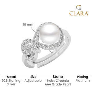 Anillos de Plata de Ley 925 de Primera Calidad para Mujer, Chapados en Rodio con Circonita y Perla para Bodas - Product Image 5