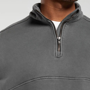 Jersey de media cremallera de algodón lavado con ácido para hombre, sudadera funcional de gran tamaño con hombros descubiertos, Tops activos - Product Image 5