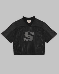 เสื้อถักคอตตอนพิมพ์ลายทางคอวีเสื้อเบสบอลผ้าคอตตอนทรงโอเวอร์ไซส์ - Product Image 4