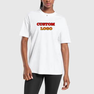 Vente en gros 100% coton surdimensionné femmes T-Shirt personnalisé DTG imprimé Logo Appliques écologique été décontracté col rond régulier - Product Image 6