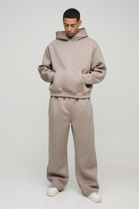 ชุดเสื้อสเวตเชิ้ตและกางเกงวอร์มสำหรับผู้ชาย สไตล์ยุโรป-อเมริกัน สีพื้น ผ้าฟลีซ ใส่สบาย สำหรับฤดูใบไม้ร่วงและฤดูหนาว นำเข้า - Product Image 4