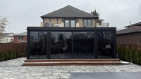 Pergola à arche rétractable moderne en alliage d'aluminium, finition thermolaquée, design écologique, montage facile, imperméable