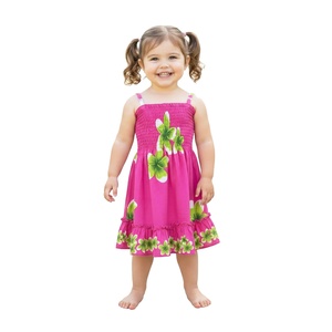 Abito Estivo alla Moda per Bambine in Rayon con Stampa Floreale, Senza Maniche e Arricciato - Product Image 1