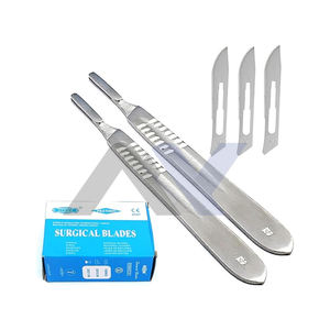 Hojas de mango de bisturí estéril 100 Surgi #21 con 2 mango libre #4-Hojas quirúrgicas de acero inoxidable para corte de precisión - Product Image 1