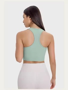 Camiseta sin mangas de verano para mujer personalizable, Chaleco Corto sin mangas acanalado de secado rápido para entrenamiento deportivo, sujetador atlético de patrón sólido para Yoga - Product Image 3