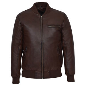 Chaqueta de Motociclista de Cuero Personalizable de Alta Calidad para Hombre, con Cuello Alto, Logotipo Frontal, Diseño Vintage Transpirable - Product Image 1