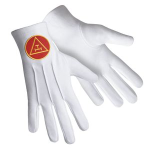 Gants Royal Arch Chapter Pur Coton Avec Rouge Triple Tau Gants Maçonniques en Coton Professionnel Matériel et Tissu de Haute Qualité - Product Image 2