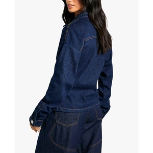 Custom Design Women Jeans <b>Jacket</b> Cotton Long Sleeve <b>Denim</b> Outerwear OEM Wholesale Affordable Stylish Fashion - Product Image 2