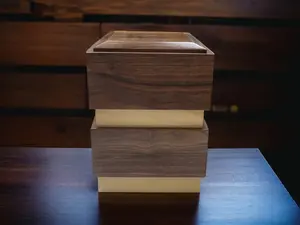 High Quality Modern Wooden Cremation Urn for Human or Pet Ashes Handcrafted Elegant <b>Memorial</b> <b>Box</b> with Layered Design - Product Image 3
