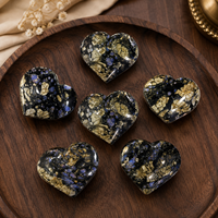 Pierre de méditation en cristal poli en forme de cœur de 5 cm, pierre naturelle bleue scintillante, pour la méditation, la relaxation, la collection, le cadeau et la décoration