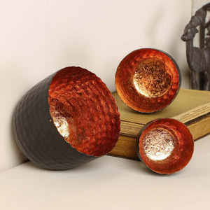 วินเทจมาใหม่ล่าสุดร้อนขายโลหะเทียนVotiveขี้ผึ้งหม้อเทียนJarเทียนทําHammered Designขนาดที่กําหนดเองสําหรับบ้าน - Product Image 4