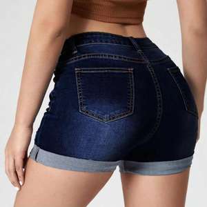 Short en jean à haute élasticité pour femmes Design personnalisé lavé coupe ajustée respirant vêtements de loisirs décontractés - Product Image 2