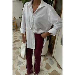 Pantalones de Encaje Transpirables con Forro, Cintura Alta y Estilo de Pierna Ancha 0081 - Product Image 2