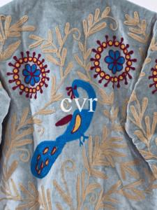 Manteau Bohème en Velours Brodé, Col Mandarin, Manches Longues, Motif Floral, Fait Main, Vêtement d'extérieur pour Femme Adulte, Automne - Product Image 4