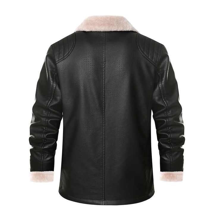 Men Leather Jacket Men Fashion Warm Winter Coat Men's Pu Leather Jacket Lapel Casual Plush Leather Plus Velvet Fur Coat Male