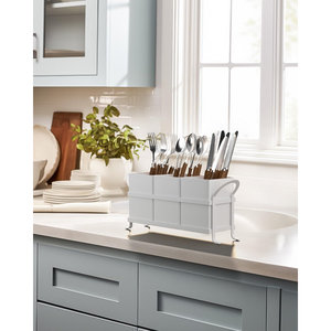 Ensemble de 3 boîtes à outils en métal galvanisé de forme rectangulaire avec support, solution de rangement idéale pour la cuisine, rangement de table - Product Image 2