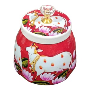 Pichwai Jar Style Return Favor, favor de la boda india, regalo de Acción de Gracias, tarro de frutas secas, tarro de regalo de inauguración de la casa, regalo para invitados - Product Image 1