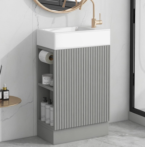 Petite armoire de salle de bain moderne en PVC, étanche, résistante à l'humidité, meubles en mélamine haut de gamme pour les foyers et les hôtels - Product Image 1