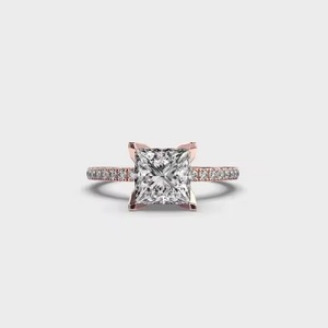 Bague de mariage en or massif 18 carats Bague d'accent solitaire 6mm Princesse Cut Lab Grown Diamond Engagement Women Fancy Diamond Ring - Product Image 1