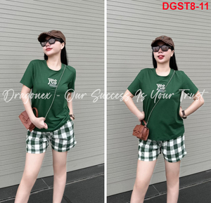 ชุดเสื้อผ้า ST82มีกางเกง2แบบให้เลือกจากเสื้อยืดแขนสั้นมีคำว่าใช่พิมพ์ลายในผ้าฝ้ายเรียบ - Product Image 6