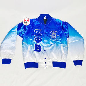 Sorority Zeta Phi Beta Applique Lettres Satin De Soie Tricoté Fond Flexible Sublimation Doublé Bomber Veste Attrape - Product Image 3