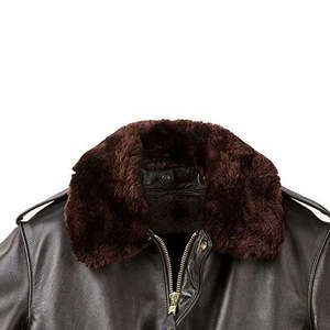 Veste pour homme en peau de mouton de haute qualité, veste de pilote de vol bombardier marron, cuir véritable, col en peau de mouton, fourrure amovible, élégante - Product Image 5
