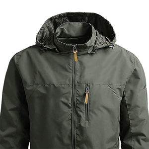 Veste imperméable en gros pour hommes, à séchage rapide, manches longues, poche zippée, coupe-vent pour homme, veste d'extérieur - Product Image 4