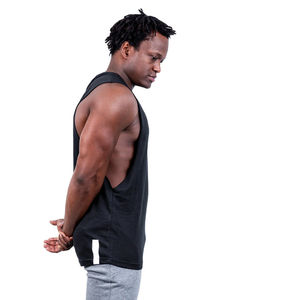 Débardeur de sport personnalisé pour homme en coton, coupe basse, épaules évasées, respirant, séchage rapide, pour musculation et fitness - Product Image 2