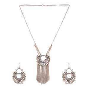 Conjunto de pendientes y colgante de espejo afgano de plata oxidada para mujer, joyería étnica hecha a mano asequible altamente recomendada - Product Image 2