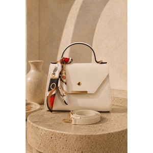 Bolso de Mano y Hombro de Cuero Vintage para Mujer, con Detalle de Bufanda, Adornos de Piedras, Impermeable Cierre de botón con dos asas de PU - Product Image 1