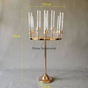 Designer de luxe Heavy Duty Métal Plaqué Or Avec Cristal Perlé 5 Bras Bougeoirs Candélabres De Taille Personnalisée Disponibles - Product Image 2