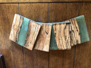 Ensemble de sous-verres en résine époxy de qualité avec effet océan Dessous de verre ronds carrés décoratifs en résine époxy par Craftsy Home - Product Image 4