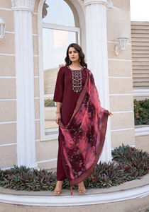 Chinnon tissage fil femmes adulte Kurti paire travail manuel Salwar Kameez séchage rapide toutes occasions fêtes indien pakistanais vêtements - Product Image 3