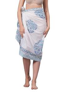 Custom Women's Indigo Floral Cotton <b>Sarong</b> Hand Block Printed <b>Beach</b> Wrap Soft Voile Fabric Summer Scarf Multi-use Pareo Dress - Product Image 5
