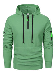 New Design OEM Custom Plain Blank Cotton Heavyweight 1/4 Half Quarter Zip Oversized <b>Black</b> Color <b>Hoodies</b> for <b>Men</b> - Product Image 5