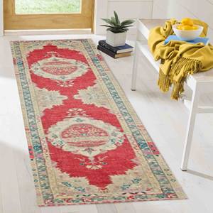Tapis de couloir anatolien rouge : Tapis turc vintage, tapis en chenille - Product Image 2