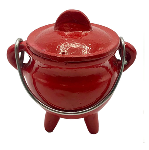 Grand chaudron rustique en fer avec des accents et des poignées décoratifs en métal, un objet volumineux pour les pratiquants sérieux ou un objet audacieux - Product Image 3