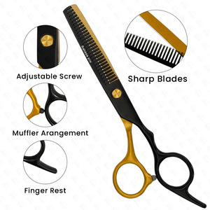 กรรไกรซอยผมระดับมืออาชีพ Plasma Black and Gold สำหรับร้านทำผม กรรไกรตัดแต่งทรงผมแบบฟันเลื่อย กรรไกรตัดผมสำหรับช่างตัดผม ขายส่ง Bahasa Pro - Product Image 4