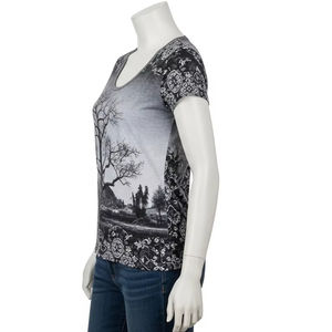 Camisetas de Mujer con Cuello Redondo, Tejido Transpirable, Estampado Digital, Tela Elástica Suave, Ropa Casual de Verano, Tops de Moda - Product Image 3