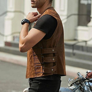 Top vente gilet en cuir d'hiver de Style Unique avec bouton décoration Logo personnalisé respirant coupe-vent décontracté courte longueur bas prix - Product Image 5