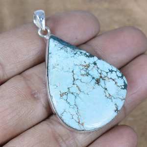 Pendentif Poire Turquoise en Argent Sterling 925 Fait Main, Bijou en Pierre Précieuse, Cadeau Scintillant pour Enfants et Femmes, Pierre de Naissance de Décembre - Product Image 4