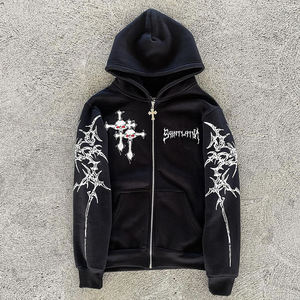 Zip Hoodie Manufacturers <b>Pink</b> Washed Fleece Custom Vintage Acid Wash Zip-Up Hoodie for Men Winter Embroidered 100% Cotton Lined - Product Image 5