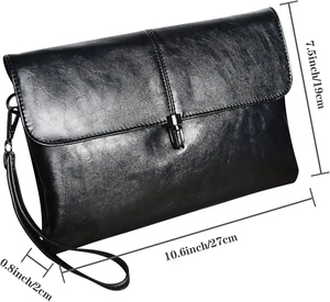 Elegante Bolso de Mano Vintage Negro de PU con Cierre de Cremallera, 7 Pulgadas, Diseño de Piedras, para Mujer, Uso Diario, Todas las Temporadas - Product Image 1