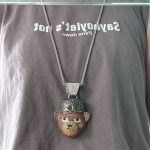 Ciondolo a Forma di Testa d'Orso Personalizzato con Strass, Gioielli <span class=keywords><strong>Hip</strong></span> <span class=keywords><strong>Hop</strong></span> per Brand di Streetwear, Logo e Confezione Personalizzabili - Product Image 6