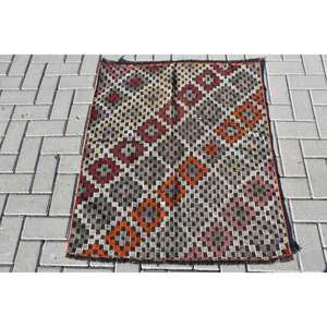 Alfombra de lana turca Vintage roja naranja 29X34 pies área grande patrón abstracto pasillo rectángulo mesita de noche modelo alfombras respaldo de látex - Product Image 1