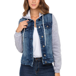 Venta al por mayor de gran tamaño de la moda informal de las mujeres de talla grande chaqueta de mezclilla de alta calidad último diseño de las mujeres chaqueta de mezclilla con capucha - Product Image 3
