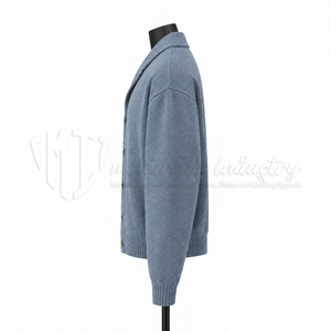 <b>Men</b>’s Oversized Knitted <b>Cardigan</b> Jacket Custom Logo Button Up <b>Shawl</b> <b>Collar</b> Sweater Manufacturer Wholesale Knitwear - Product Image 5